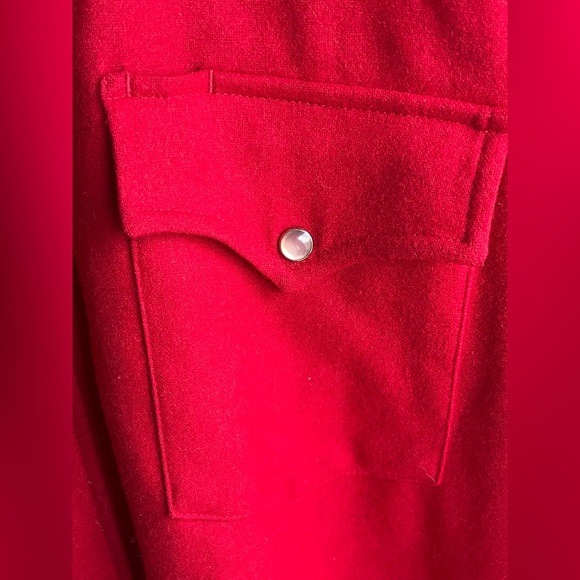 Vintage Pendleton Red Wool Pearl Button Down Shirt Top Men's Medium M - Picture 5 of 6